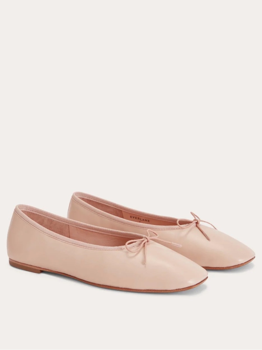 Everlane Day Ballet Flat Pale Pink Leather Square Toe Size 7 NWOB Chic
